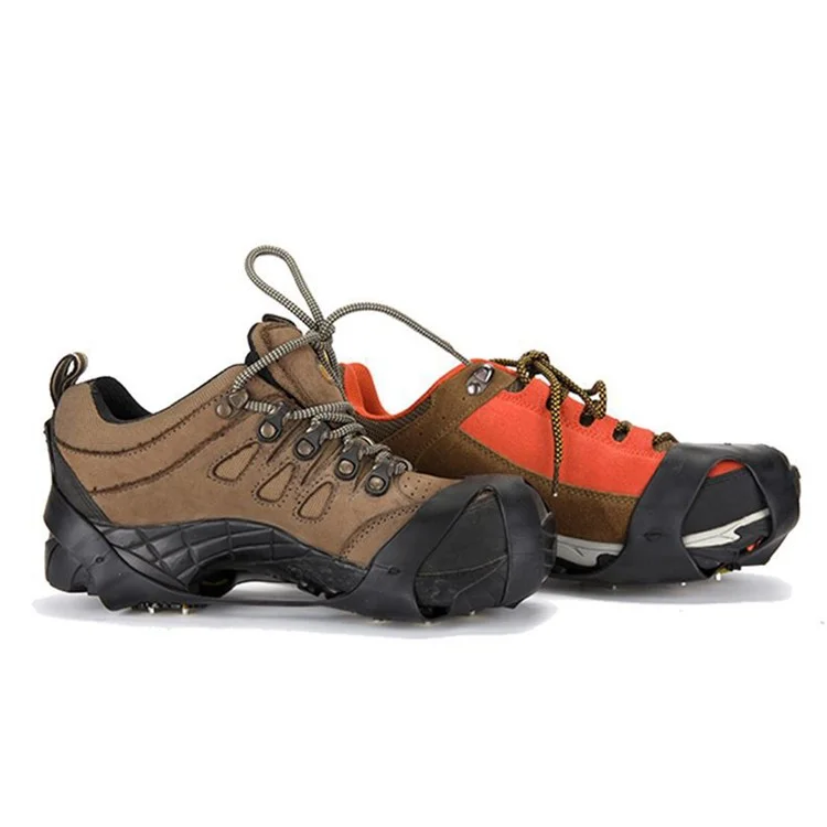 1 Par de Tamanho L (40-42) Crampões Outdoor de 10 Dentes Anti-Deslizante Inverno Neve Gelo Caminhada Escalada Capas de Sapato
