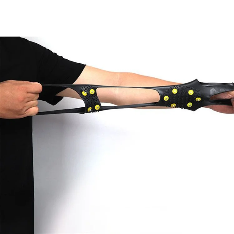1 Par de Tamanho L (40-42) Crampões Outdoor de 10 Dentes Anti-Deslizante Inverno Neve Gelo Caminhada Escalada Capas de Sapato