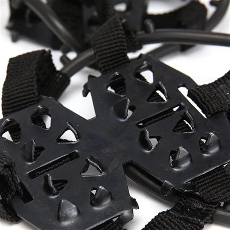 1 Par de Grampos Antiderrapantes de 24 Dentes para Sapatos de Gelo - Preto / M