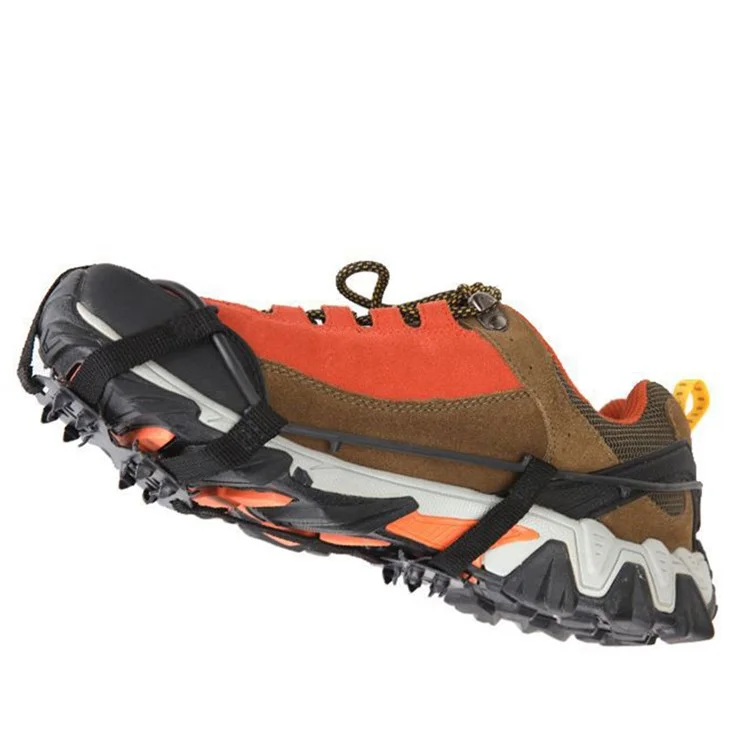 1 Par de Grampos Antiderrapantes de 24 Dentes para Sapatos de Gelo - Preto / M
