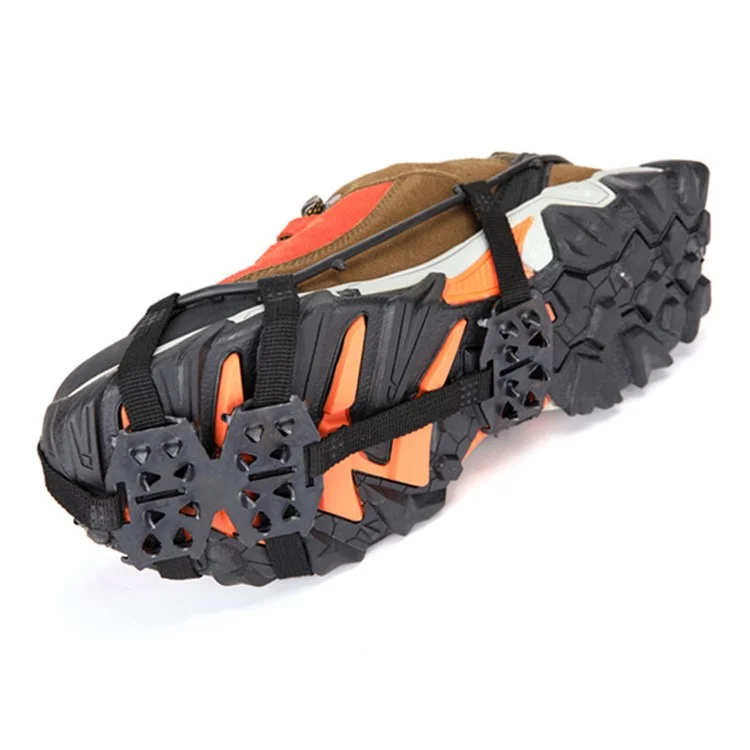 1 Par de Grampos Antiderrapantes de 24 Dentes para Sapatos de Gelo - Preto / M