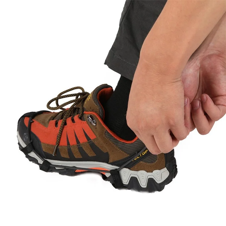 1 Par de Grampos Antiderrapantes de 24 Dentes para Sapatos de Gelo - Preto / M