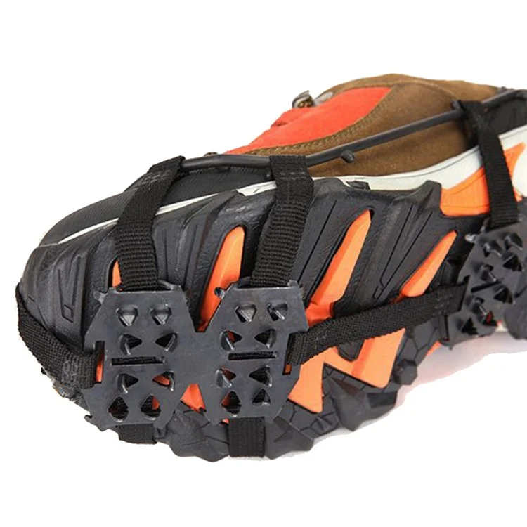 1 Par de Grampos Antiderrapantes de 24 Dentes para Sapatos de Gelo - Preto / M