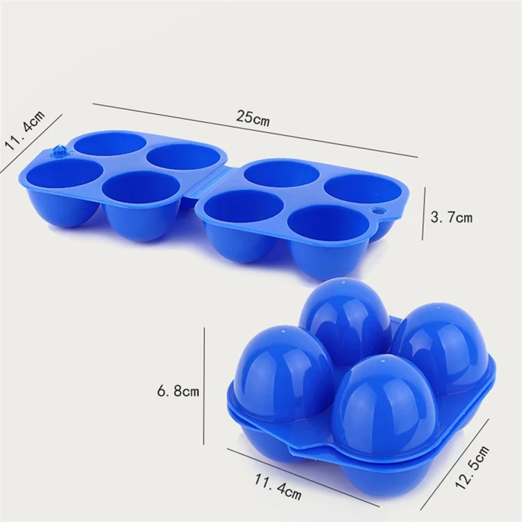 4 Grids Egg Storage Box Portable Egg Holder Container for Outdoor Camping Picnic Eggs Case Kitchen Organizer (BPA Free, No FDA Certificate) - Blue