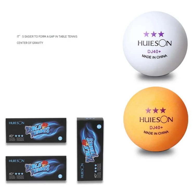 HUIESON 10Pcs / Set Three Star DJ40+ Table Tennis Balls Lightweight Non-flammable Ping Pong Ball for Training - White