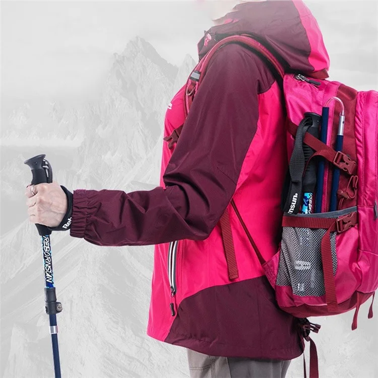 REBORNSUN 105-120cm Mountain Trekking Poles Anti-shock Carbon Fiber Collapsible 5-Section Foldable Walking Hiking Sticks - Dark Blue