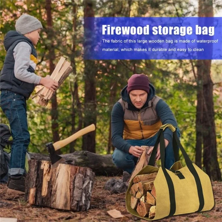 Waterproof Firewood Storage Bag Canvas Portable Logging Organizer Tote Pouch