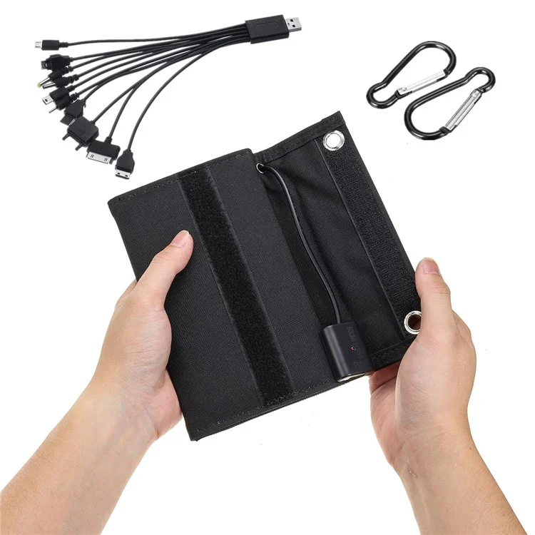 Monocrystalline Foldable Solar Panel Portable Outdoor Power Generator with Carabiner and Cable