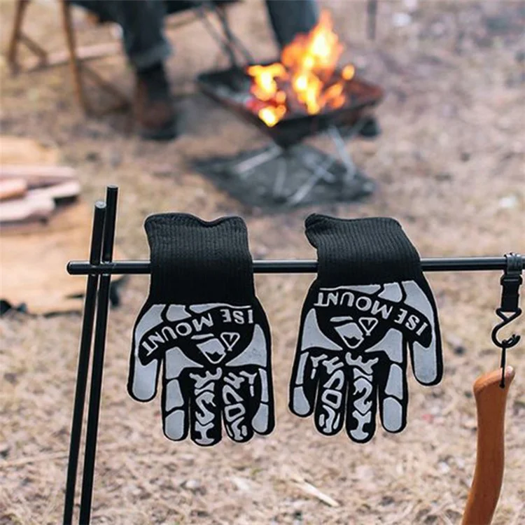 ISE MOUNT 1 Par de Guantes de Barbacoa Resistentes a Altas Temperaturas, Guantes de Horno Antideslizantes y Aislados del Calor para Microondas