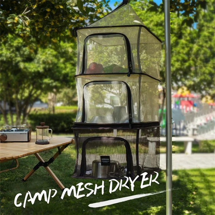 NOBANA 4 Layers Foldable Hanging Mesh Anti-insect Drying Storage Net for Outdoor Camping