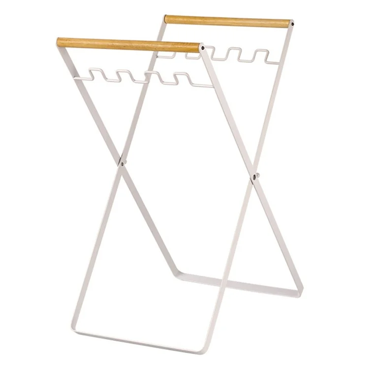 Foldable Garbage Bag Holder Outdoor Portable Folding Garbage Rack for Camping Picnic - White