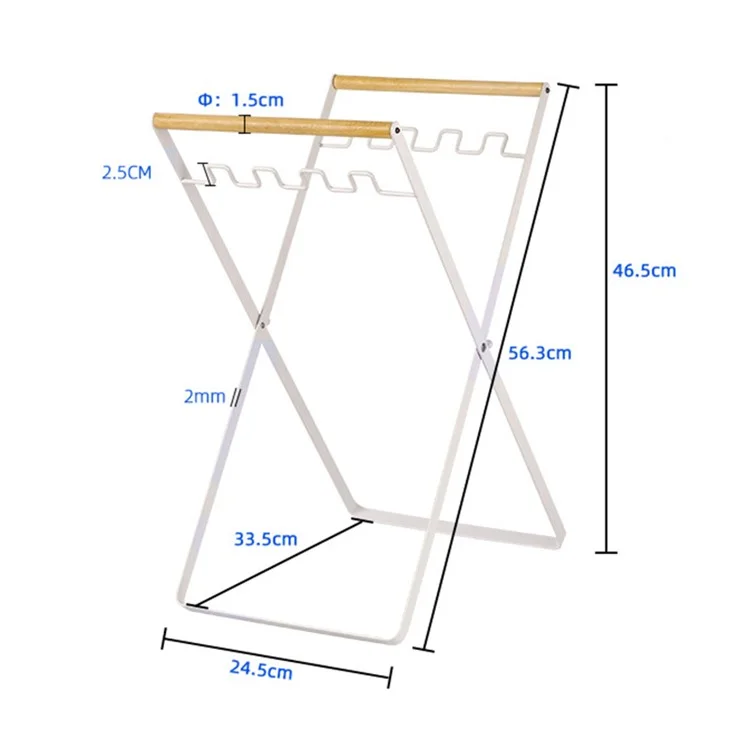 Foldable Garbage Bag Holder Outdoor Portable Folding Garbage Rack for Camping Picnic - White