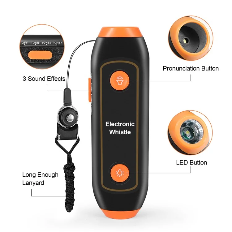 Safety Whistle Lantern Referees Electronic Whistle SOS Light Flashlight Emergency Camping Lamp Instructors Whistle - Orange