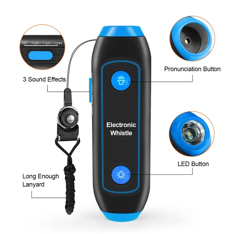Safety Whistle Lantern Referees Electronic Whistle SOS Light Flashlight Emergency Camping Lamp Instructors Whistle - Blue