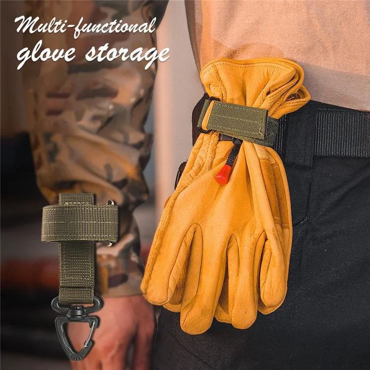Multifunction Gloves Storage Buckle Outdoor Tactical Climbing Rope Storage Hook Key Holder Ajustable Rope Hanging Buckles - Verde del Ejército