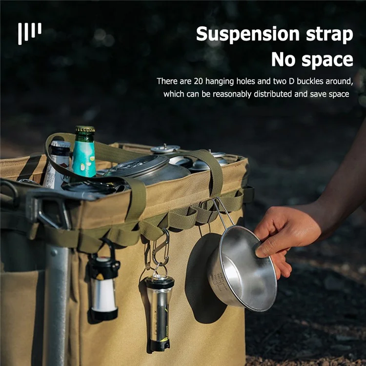 Outdoor Camping Travel Tools Storage Large Capacity Bag Folding Firewood Handbag Picnic Barbecue Cutlery Organizer - Khaki