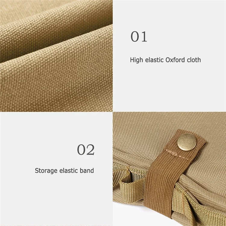 Outdoor Camping Travel Tools Storage Large Capacity Bag Folding Firewood Handbag Picnic Barbecue Cutlery Organizer - Khaki