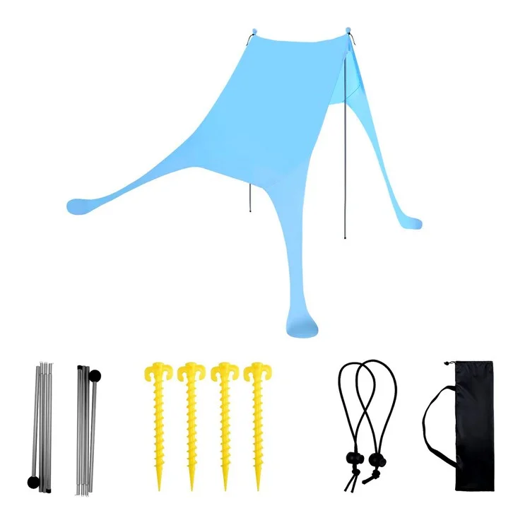 Beach Canopy Sun Shelter UV Protection Outdoor Canopy Sun Shade for Fishing Camping, 2x4-Sectionn Rod, 210x170x200cm - Lake Blue