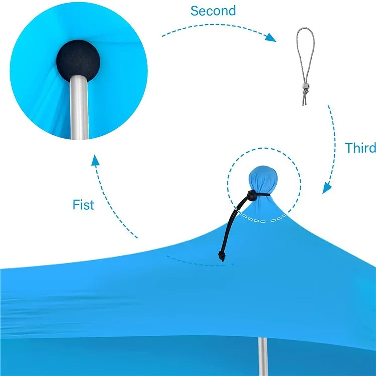 Beach Canopy Sun Shelter UV Protection Outdoor Canopy Sun Shade for Fishing Camping, 2x4-Sectionn Rod, 210x170x200cm - Lake Blue