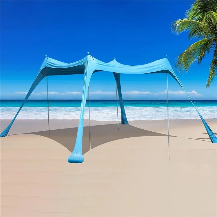 Beach Tent Canopy Sun Shelter Anti-UV Sun Shade Tents for Fishing Backyard Camping, 4x6-Sectionn Rod, 210x170x200cm - Sapphire