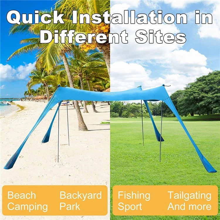 Beach Tent Canopy Sun Shelter Anti-UV Sun Shade Tents for Fishing Backyard Camping, 4x6-Sectionn Rod, 210x170x200cm - Sapphire