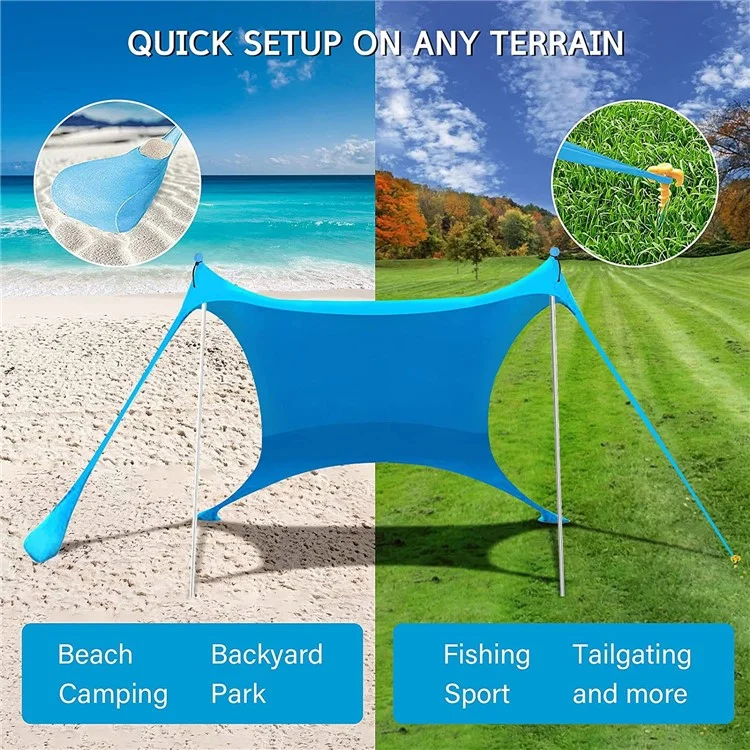 Beach Tent Canopy Sun Shelter Anti-UV Sun Shade Tents for Fishing Backyard Camping, 4x6-Sectionn Rod, 210x170x200cm - Sapphire
