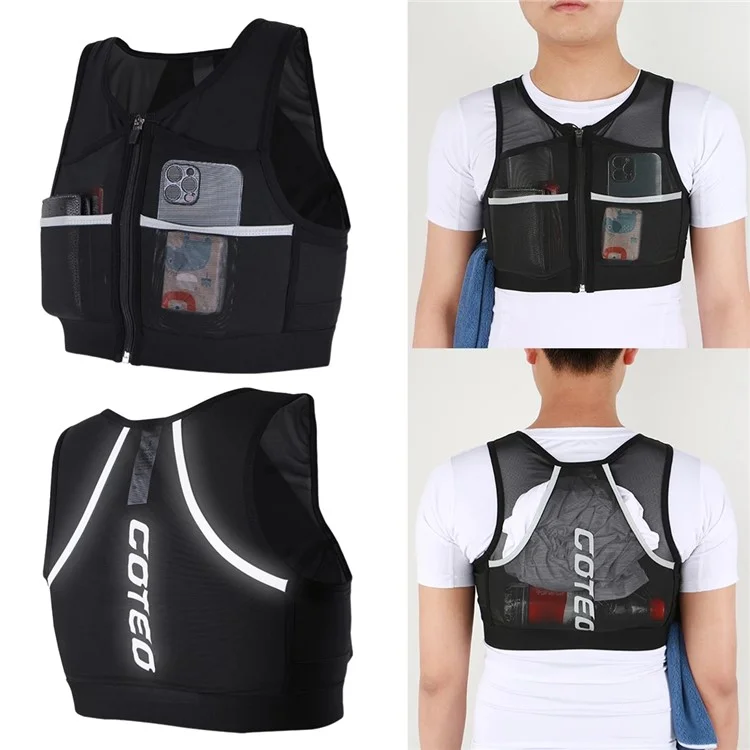 COTEO 2235 Hydratation Running Vest Reflective Sports Sag Pack de Poitrine Avant Pour le Cyclisme Marathon Randonnée - S