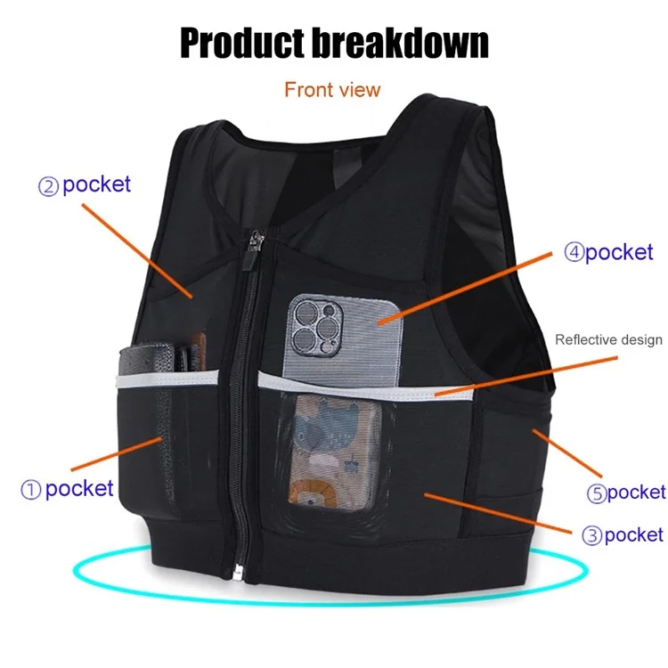 2235 Hydration Running Vest Reflective Sports Chest Bag Front Chest Pack für Radfahren, Laufen, Marathon, Wandern - S