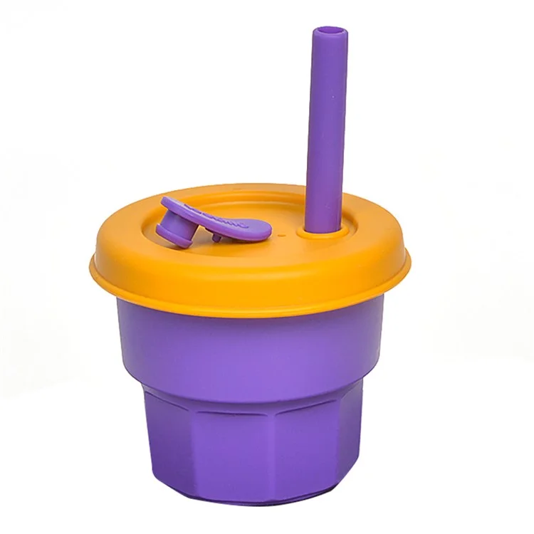DS11094 300ml Baby Silicone Cup Straw Water Cup Child Leak Proof Bottle (with FDA Certification) - Purple / Ginger