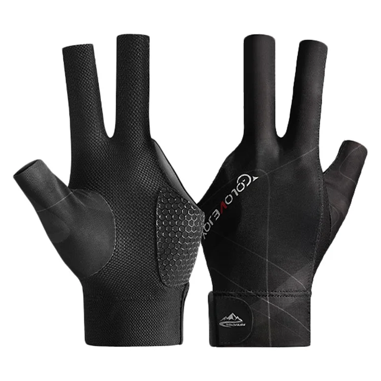 Golovejoy Xg67 1pc Abierto 3 Dedos Billar de Billar de Billar de Billar de Billar de Billar de la Mano Izquierda Guantes de la Piscina de la Piscina - Negro / Gris