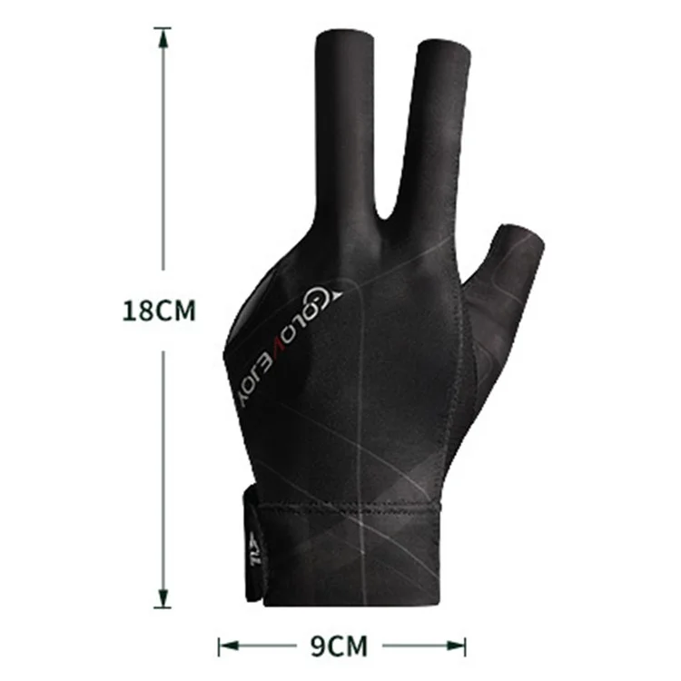 Golovejoy Xg67 1pc Abierto 3 Dedos Billar de Billar de Billar de Billar de Billar de Billar de la Mano Izquierda Guantes de la Piscina de la Piscina - Negro / Gris