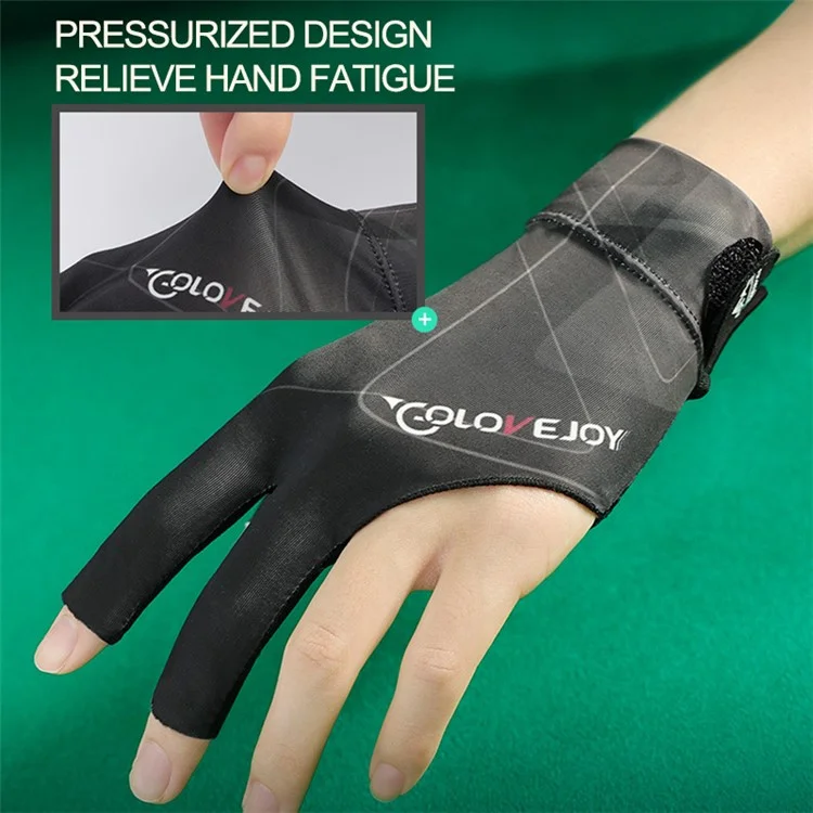 Golovejoy Xg67 1pc Abierto 3 Dedos Billar de Billar de Billar de Billar de Billar de Billar de la Mano Izquierda Guantes de la Piscina de la Piscina - Negro / Gris