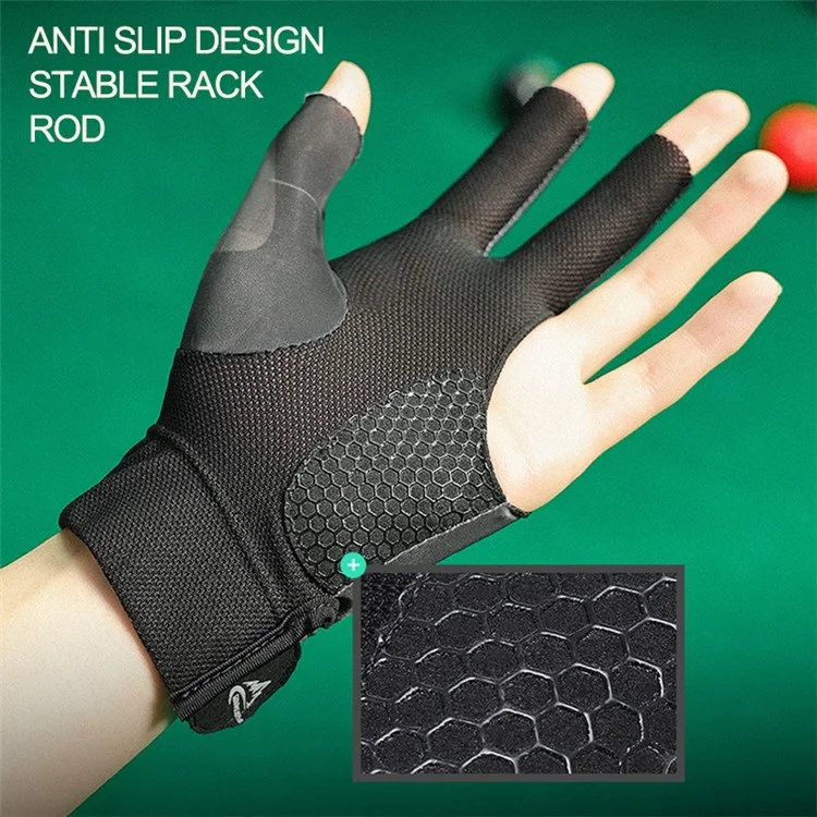 GOLOVEJOY XG67 1Pc Open 3 Fingers Snooker Billiard Gloves Left Hand Sweat Proof Cue Pool Gloves - Black / Grey