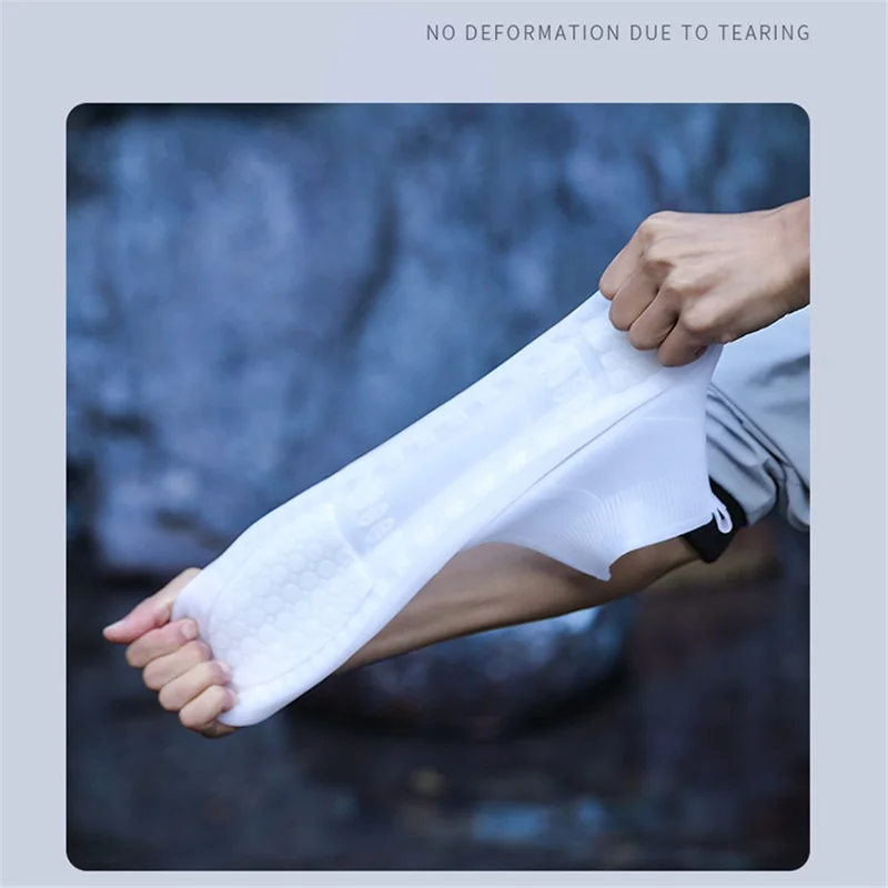 1 Par de Capa de Sapato Impermeável para Dias Chuvosos Reutilizável Silicone Anti-Escorregamento Chuva Bota Tubo Médio Capas de Sapato - Café / XL