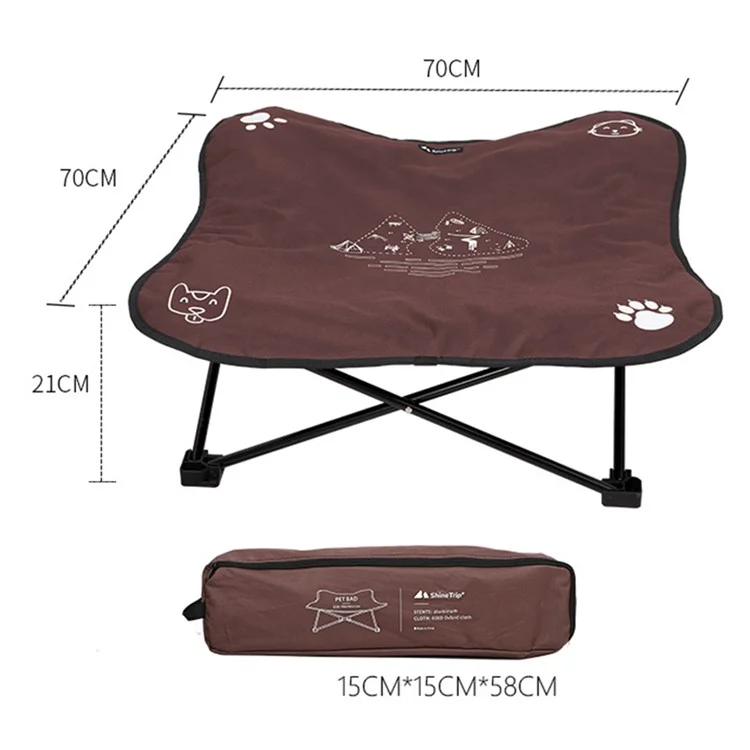 SHINETRIP A404 Erhöhtes, angehobenes Hunde- und Katzen-Bett aus Aluminiumlegierung, faltbares Haustier-Cot mit weichem Kissen, Hängematte - Kaffee