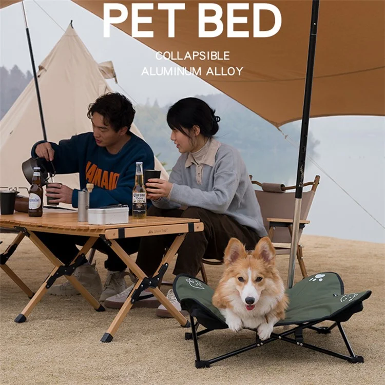 SHINETRIP A404 Erhöhtes, angehobenes Hunde- und Katzen-Bett aus Aluminiumlegierung, faltbares Haustier-Cot mit weichem Kissen, Hängematte - Kaffee