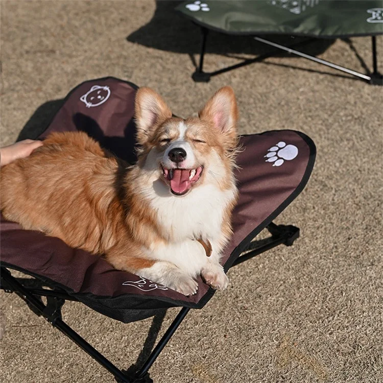 SHINETRIP A404 Erhöhtes, angehobenes Hunde- und Katzen-Bett aus Aluminiumlegierung, faltbares Haustier-Cot mit weichem Kissen, Hängematte - Kaffee