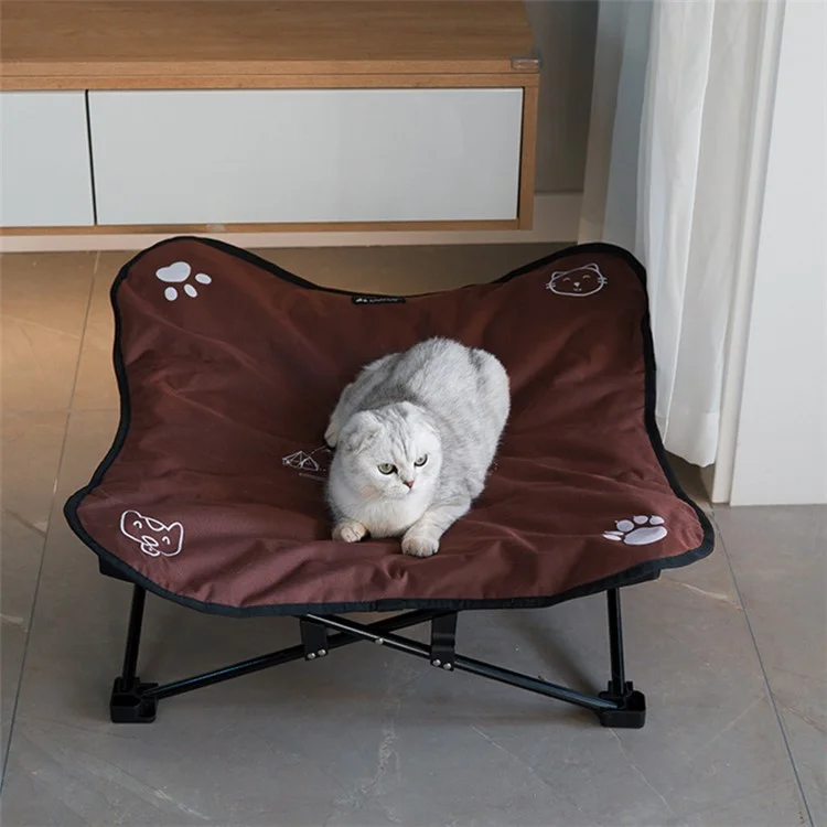 SHINETRIP A404 Erhöhtes, angehobenes Hunde- und Katzen-Bett aus Aluminiumlegierung, faltbares Haustier-Cot mit weichem Kissen, Hängematte - Kaffee