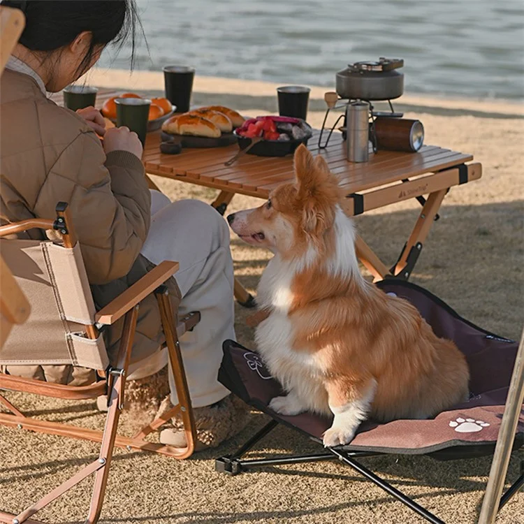 SHINETRIP A404 Erhöhtes, angehobenes Hunde- und Katzen-Bett aus Aluminiumlegierung, faltbares Haustier-Cot mit weichem Kissen, Hängematte - Kaffee