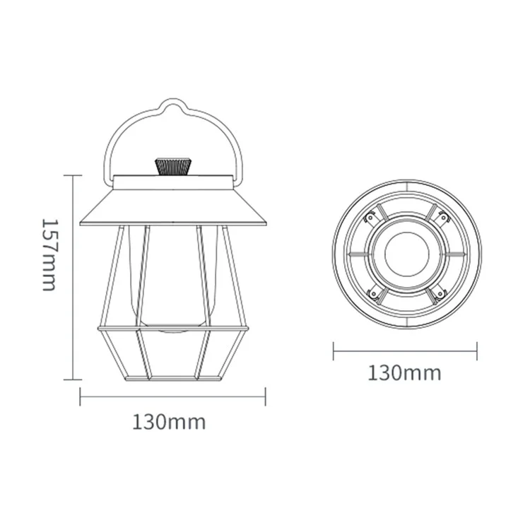 Vintage Iron Art Tent Lantern Rechargeable Hanging Lamp Portable Camping LED Light - White