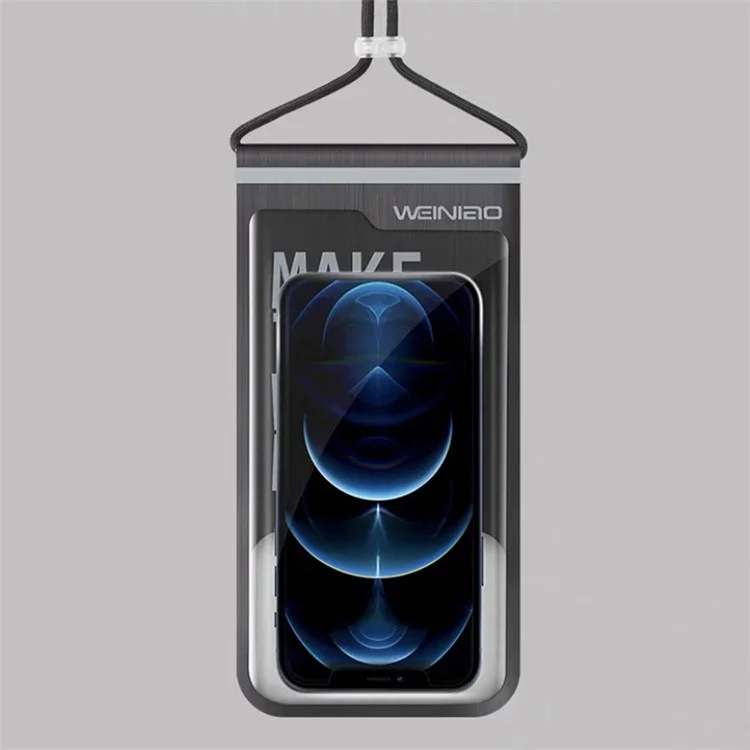 Weiniao Téléphone de 7,5 Pouces IPX8 Sac Imperméable pu + Tpu Tactile Screen Underwater Dive Phone Pouch Avec Longe - Noir