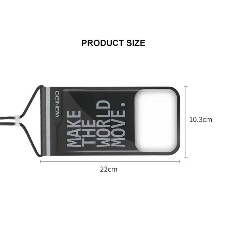Weiniao Téléphone de 7,5 Pouces IPX8 Sac Imperméable pu + Tpu Tactile Screen Underwater Dive Phone Pouch Avec Longe - Noir