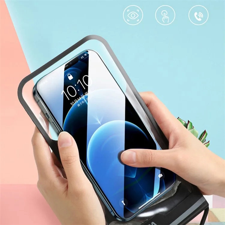 Weiniao Téléphone de 7,5 Pouces IPX8 Sac Imperméable pu + Tpu Tactile Screen Underwater Dive Phone Pouch Avec Longe - Noir