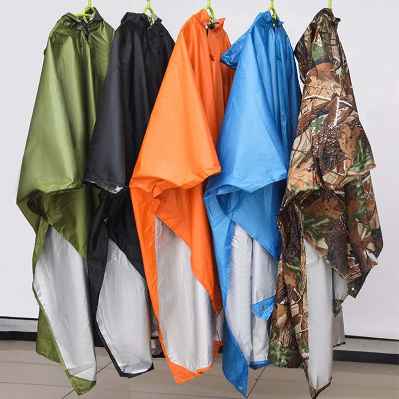 190T Polyester Taftfabrik 3-in-1 Outdoor Fahrrad-Wandern Regenjacke Bodenprober Tarp Winddicht Regenponcho - Orange 