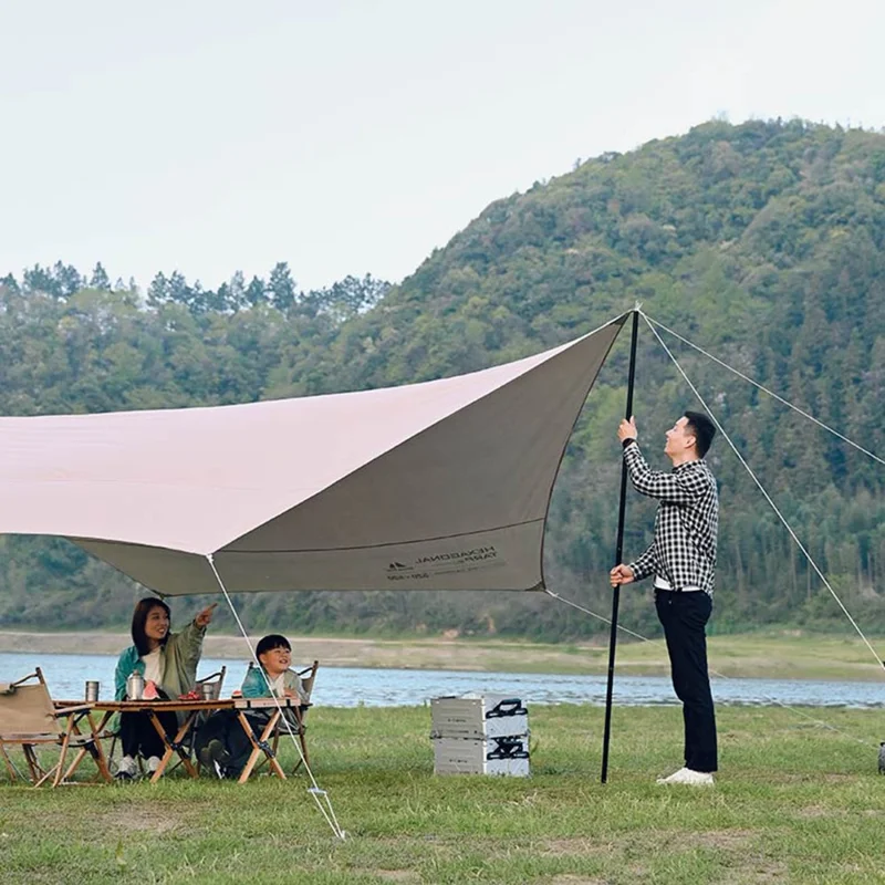 SHINETRIP Abri de Camping Extérieur Pique-Nique Pare-Soleil 210D Tissu Oxford Enduit d'Argent Abri Imperméable - Or