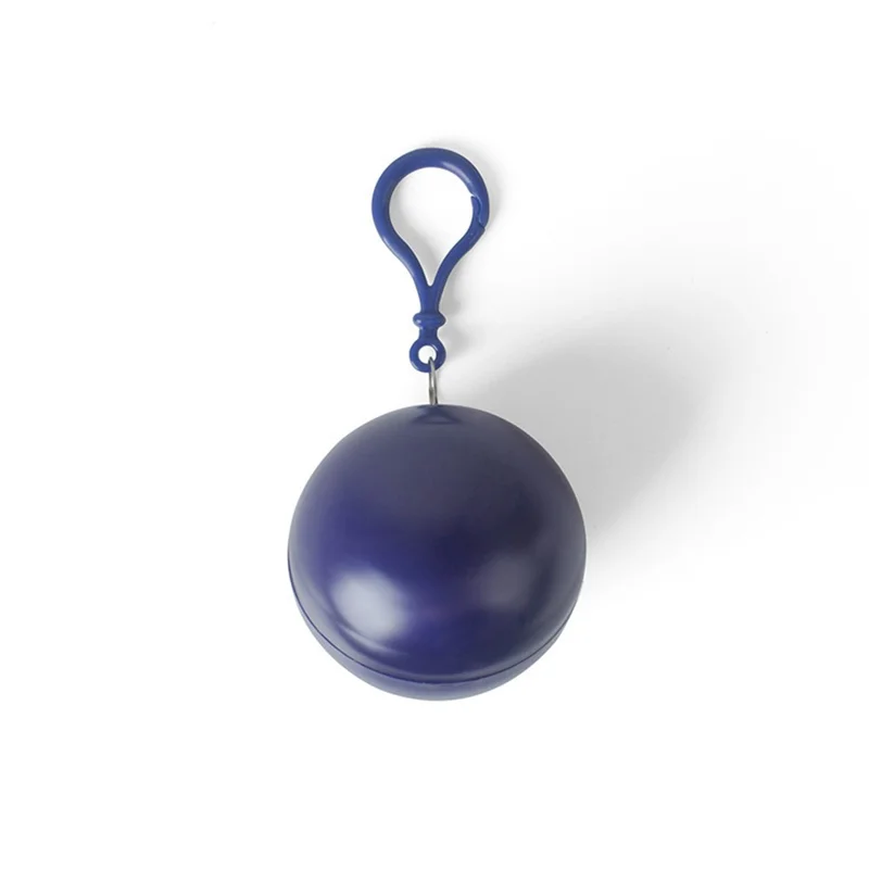 2Pcs / Set Disposable Raincoat Ball Keyring Style Emergency Raincoat Poncho for Outdoor Hiking Camping - Navy Blue