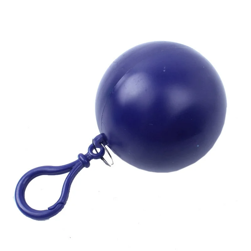 2Pcs / Set Disposable Raincoat Ball Keyring Style Emergency Raincoat Poncho for Outdoor Hiking Camping - Navy Blue
