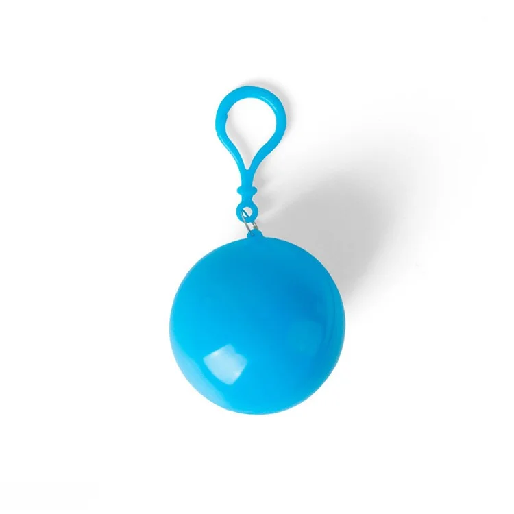 2Pcs / Set Disposable Raincoat Ball Keyring Style Emergency Raincoat Poncho for Outdoor Hiking Camping - Sky Blue