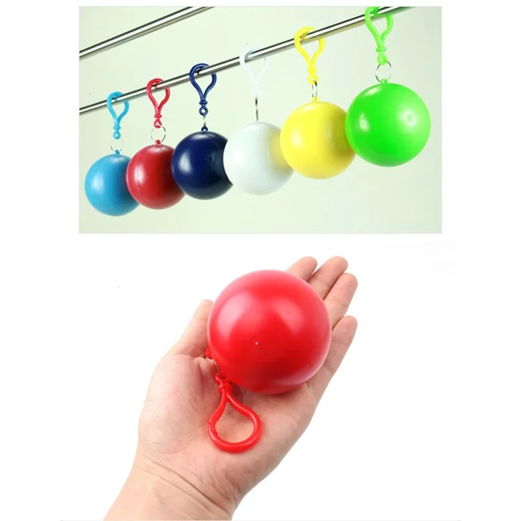 2Pcs / Set Disposable Raincoat Ball Keyring Style Emergency Raincoat Poncho for Outdoor Hiking Camping - Sky Blue