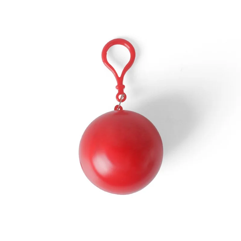 2Pcs / Set Disposable Raincoat Ball Keyring Style Emergency Raincoat Poncho for Outdoor Hiking Camping - Red